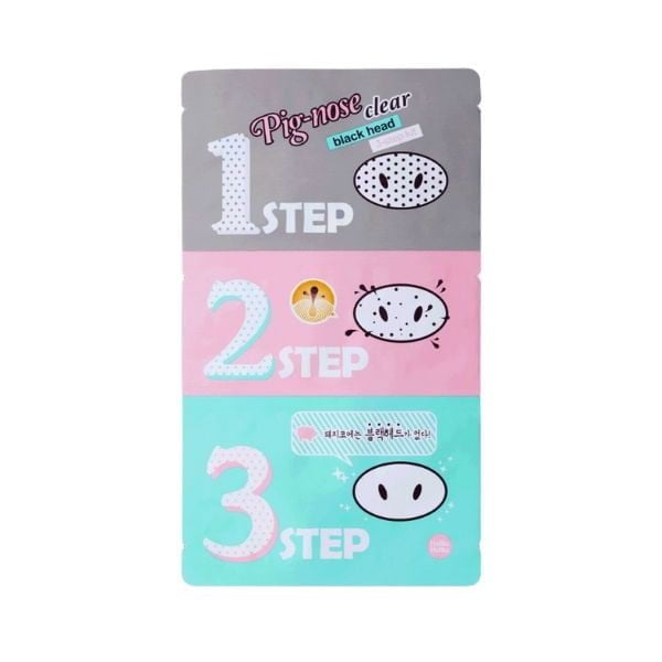 Maschere esfolianti coreane per una pelle luminosa 7 HOLIKA HOLIKA Pig Nose Clear Blackhead 3-Step Kit 8 gr