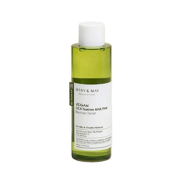MARY & MAY Vegan CICA Tea Tree AHA PHA Toner 200ml - Tonico viso 1 MARY & MAY Vegan CICA Tea Tree AHA PHA Toner 200ml