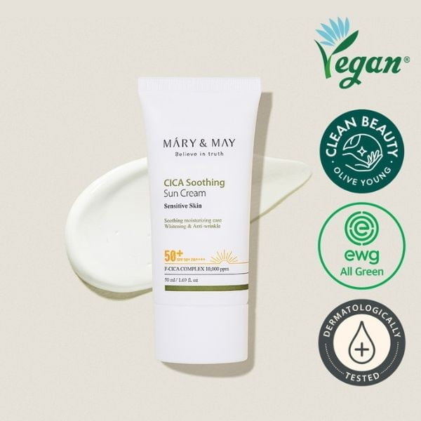EXPIRING - MARY & MAY CICA Soothing Sun Cream SPF50+ PA++++ 50ml - Scadenza 23/01/27 2 MARY & MAY CICA Soothing Sun Cream SPF50+ PA++++ 50ml - Crema solare