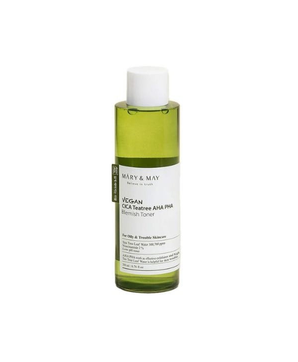 Tonici esfolianti coreani: cosa sono? 20 mary may vegan cica tea tree aha pha toner 200ml