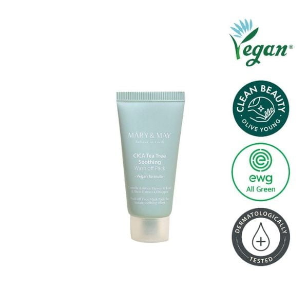 MARY & MAY CICA TeaTree Soothing Wash off Pack 30g 3 MARY & MAY CICA TeaTree Soothing Wash off Pack 30g - Esfoliante viso a risciacquo