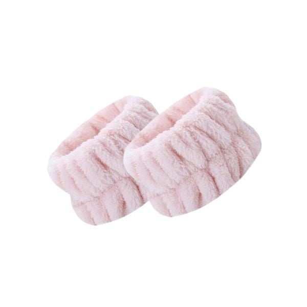 AOOWU Polso per Spa Elastico, 4 Paia Face Wash Braccialetti Assorbenti in Pile Corallino, per Trucco e Lavaggio del Viso, Yoga, Make-up