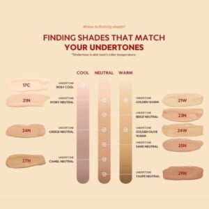 TIRTIR Mask Fit Red Cushion 23N Sand SPF40 PA++18g 18 TirTir Mask Fit Red Cushion color chart