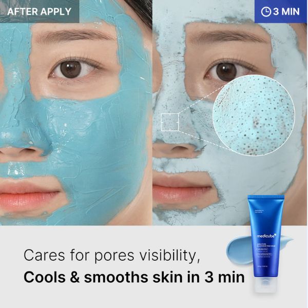 MEDICUBE Zero Pore Blackhead Mud Mask 100g 6 MEDICUBE Zero Pore Blackhead Mud Mask before & after