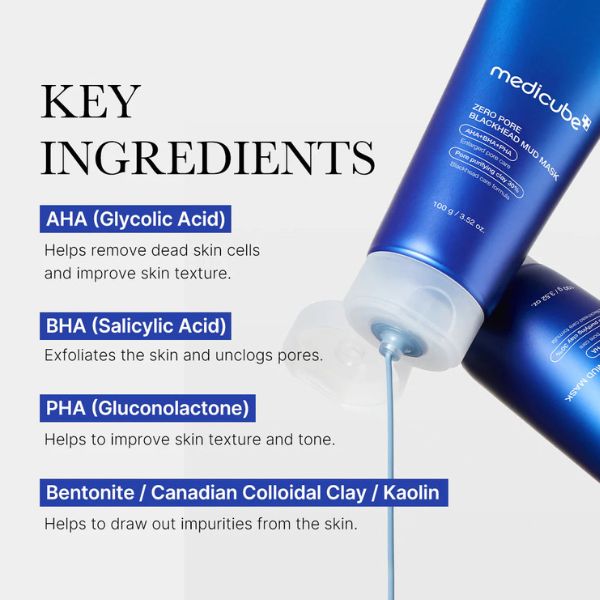 MEDICUBE Zero Pore Blackhead Mud Mask 100g 5 MEDICUBE Zero Pore Blackhead Mud Mask ingredients
