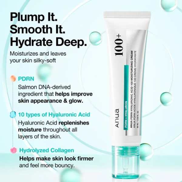 ANUA PDRN Hyaluronic Acid 100 Moisturizing Cream 60ml 3 ANUA PDRN Hyaluronic Acid 100 Moisturizing Cream ingredients