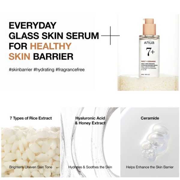 ANUA Rice 7 Ceramide Hydrating Barrier Serum, 50ml 5 ANUA Rice 7 Ceramide Hydrating Barrier Serum ingredients