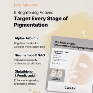 COSRX The Alpha-Arbutin Discoloration Care Hydrogel Mask 34g 12 COSRX The Alpha-Arbutin Discoloration Care Hydrogel Mask ingrendients