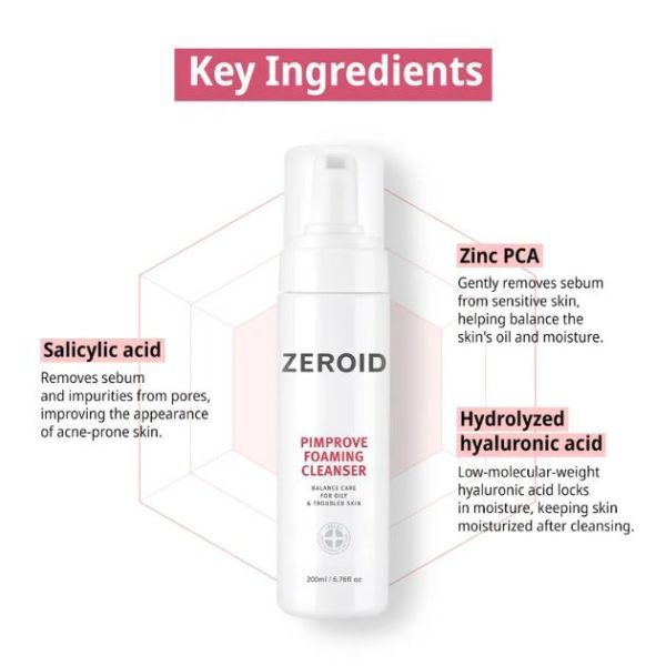 ZEROID Pimprove Foaming Cleanser 200ml 3 ZEROID Pimprove Foaming Cleanser ingredients