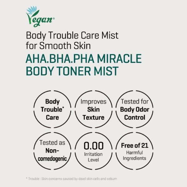 SOMEBYMI AHA-BHA-PHA 30 Days Miracle Body Toner Mist 150ml 11 SOMEBYMI AHA-BHA-PHA 30 Days Miracle Body Toner Mist vegan